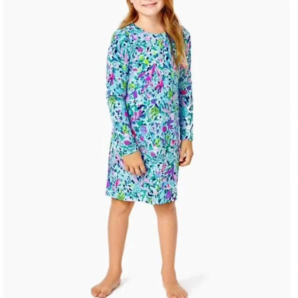 Lilly Pulitzer girls kid long sleeve shift dress in multi dive bar 27203